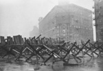 Anti-tank barricades on the streets of Moscow, Russia, Oct 1941, photo 1 of 3