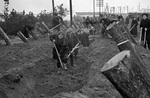 Russian civilians building defensive fortifications in Moscow, Russia, 1 Oct 1941