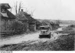 Muddy roads in a Russian village, Nov 1941