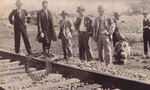 Japanese rail officials and reporters at the site of the alleged railroad sabotage, near Mukden, Liaoning Province, China, 18 Sep 1931