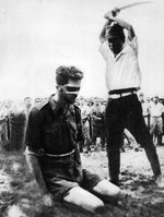 Australian Sergeant Leonard G. Siffleet of M Special Unit about to be beheaded by Japanese officer Yasuno Chikao, Aitape, New Guinea, 24 Oct 1943