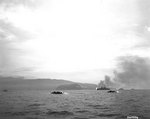 LVTs headed for the invasion beaches at Humboldt Bay, New Guinea, as cruisers Boise and Phoenix bombard in the background, 22 Apr 1944
