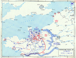Map depicting the Allied breakout in Normandy, France, 1-13 Aug 1944
