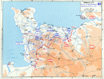 Map depicting the Allied breakthrough at Saint-Lô, France, 25-31 Jul 1944