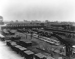 Yard full of coils of communications cable at US Army Quartermaster Depot G-22 in Moreton-on-Lugg, Herefordshire, England, in preparation of invasion of France, 25 Apr 1944