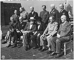 Octagon Conferece, Sep 1944; sitting: Marshall, Leahy, Roosevelt, Churchill, Brooke, Dill; standing: Hollis, Ismay, King, Portal, Arnold, Cunningham