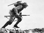 US Marine Private First Class Paul E. Ison running through Japanese fire at 