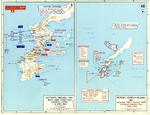 Map of Japanese dispositions at Okinawa, Japan and the American Operation Iceberg, 1-8 Apr 1945