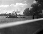 View of Pearl Harbor from Ford Island with the dredge 