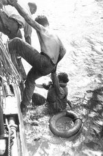 American survivors of the Battle off Samar rescued by an US Navy ship on 26 Oct 1944