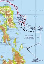 Map depicting fleet movements during the Battle off Samar, 25 Oct 1944