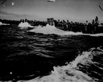 US Coast Guard LCVP landing craft carried invasion troops toward Luzon in Lingayen Gulf, 9 Jan 1945