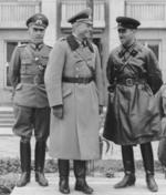 German Army Lieutenant General Heinz Guderian and Russian Army Brigadier General Semyon Krivoshein during the victory parade in Brest, Poland, 22 Sep 1939, photo 1 of 2