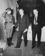British Ambassador to USSR Archibald Clark and British Foreign Office Under Secretary Alexander Cadogan at Schloss Cecilienhof, Potsdam, Germany, 19 Jul 1945