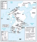 Estimated Japanese troop depositions in Kyushu, Japan, 2 Aug 1945