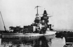 Scuttled French battleship Strasbourg, Toulon, France, circa late 1942 or early 1943