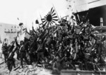 Japanese troops celebrating the capture of Shanghai North Rail Station, Oct 1937
