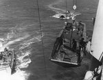 LCVP landing craft suspended from a transport