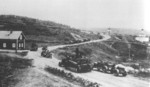 German vehicles marching toward Murmansk, Russia during Operation Silver Fox, 1941