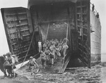 LST-66 landing troops during the invasion of Cape Gloucester, New Britain, Bismarck Archipelago, Dec 1943