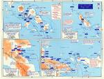 Map noting engagements in the Solomon Islands and New Guinea, late 1943 to early 1944