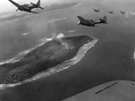 US Navy SBD Dauntless dive bombers over Truk Atoll, Caroline Islands, 16-18 Feb 1944