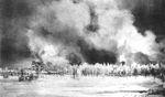 The Lutheran church of Sortavala, Finland on fire after Soviet bombing, 2 Feb 1940, photo 2 of 2