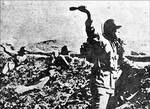 Chinese soldier throwing a grenade during Battle of Zaoyang-Yichang, May-Jun 1940