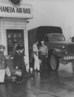 US military mail truck at Haneda Air Base, Tokyo, Japan, 1951
