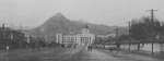 General Government Building as viewed on Kokamon-Dori (now Sejongno) road, Keijo (now Seoul), Korea, circa 1930s