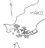 USAAF 500th Bombardment Squadron hand drawn map for the 4 Apr 1945 attack on Japanese shipping in Mako harbor, Pescadores Islands