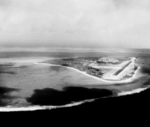 Aerial view of Sand Island, Midway Atoll, 17 Jan 1990