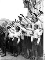 Hitler Youth members at the inauguration of Gauleiter Arthur Greiser and Minister Wilhelm Frick, Posen, Germany, Oct 1939