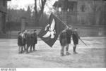 Hitler Youth members with a flag, Worms, Germany, 1930s