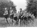 Hitler Youth members on a hike through woods, date unknown