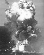 Explosion aboard USS Colombia after being struck by a Japanese Army Ki-51 special attack aircraft, Lingayen Gulf, Philippine Islands, 6 Jan 1945