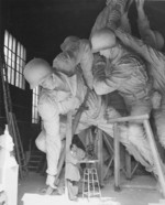 Sculptor Felix de Weldon working on the plaster model of the US Marine Corps War Memorial, circa 1954, photo 4 of 7