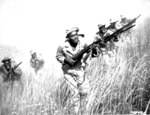 African-American troops of the US Army 92nd Division undergoing training exercises at Fort McClellan, Alabama, United States, Nov 1942