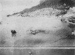 Takao (now Kaohsiung) harbor, Taiwan under US Navy carrier aircraft attack, 12 Oct 1944, photo 3 of 6
