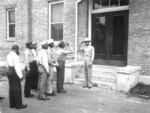 African-American US Army Air Corps cadets reporting to Captain Benjamin O. Davis, Jr., commandant of cadets, Tuskegee Field, Tuskegee, Alabama, United States, Sep 1941