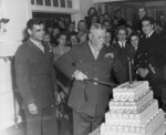 General Clayton Vogel cutting a cake for the USMC birthday celebration, San Diego, California, United States, 10 Nov 1943