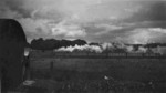 Train heading past the US military Springtown Camp, Londonderry, Northern Ireland, United Kingdom, 1943