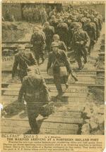 Men of US 1st Provisional Marine Battalion arriving at Belfast, Northern Ireland, United Kingdom, 12 May 1942