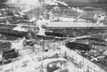 Kagi butanol plant under attack by B-25 bombers of 3rd Bombardment Group, USAAF 5th Air Force, Kagi (now Chiayi), Taiwan, 3 Apr 1945, photo 3 of 5