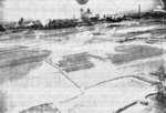 Explosions in the vicinity of the Kagi rail marshalling yard during US bombing, Taiwan, 3 Apr 1945