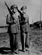 US Army African-American Sergeants Jackie Wilson and Ray Robinson at Mitchel Field, New York, United States, circa 1943