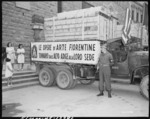 One of the several American trucks that returned looted Italian artwork to Florence, Italy, 23 Jul 1945