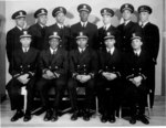 US Navy African-American officers. Front: Ensigns Cooper, Martin, Arbor, Reagan, Goodwin. Rear: Ensigns Barnes, Barnes, Baugh, Hare, Sublett, and Warrant Officer Lear. Feb 1944