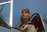 US Marine Corps lieutenant posing in the cockpit of his glider-towing aircraft, Page Field, Parris Island, South Carolina, United States, May 1942