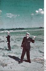German naval propaganda personnel taking a break while en route to Constanta, Romania, circa 1941